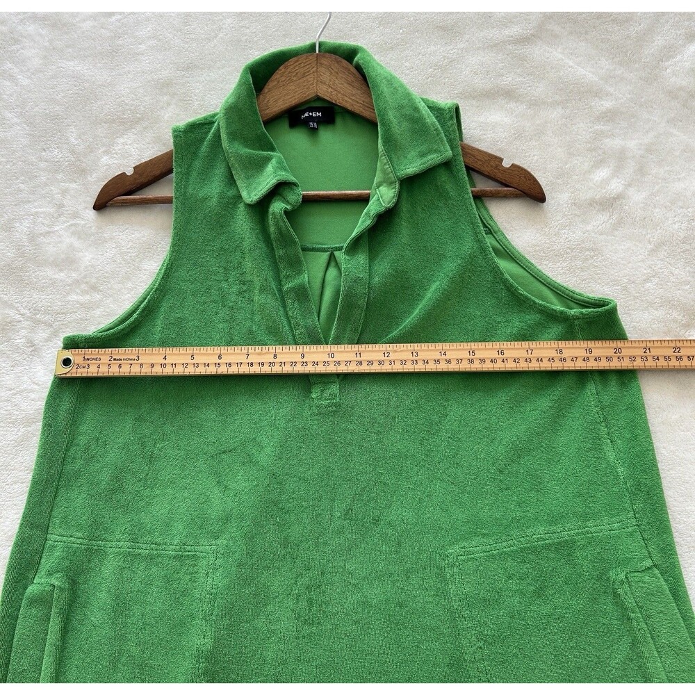 ME+EM Womens Dress US 10 Medium Kelly Green Pockets Terry Coverup Beach Cruise - Picture 8 of 11
